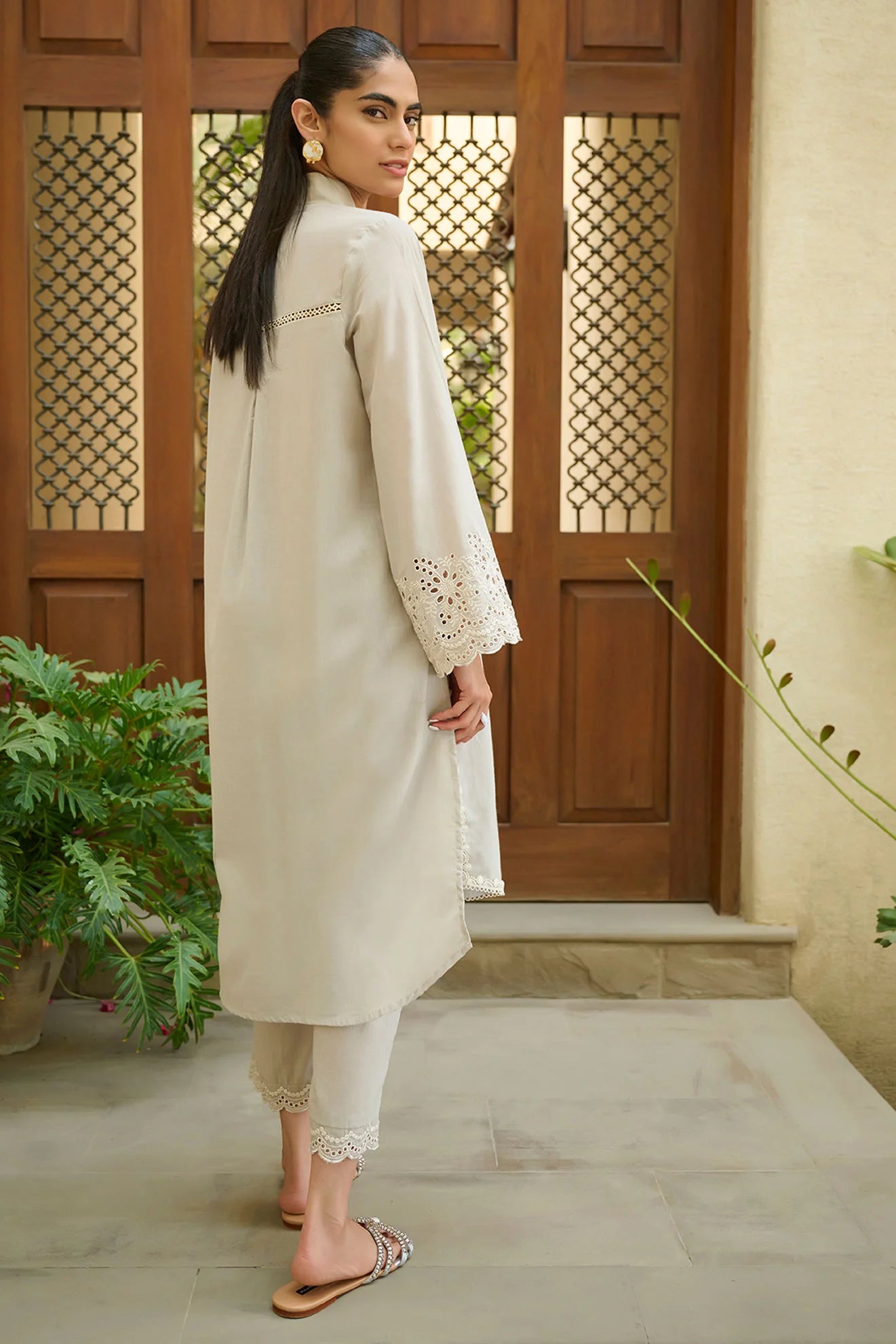 DHANAK SOLIDS | DC-2168 GREY 2PCS EMBROIDERED KURTA WITH TROUSER