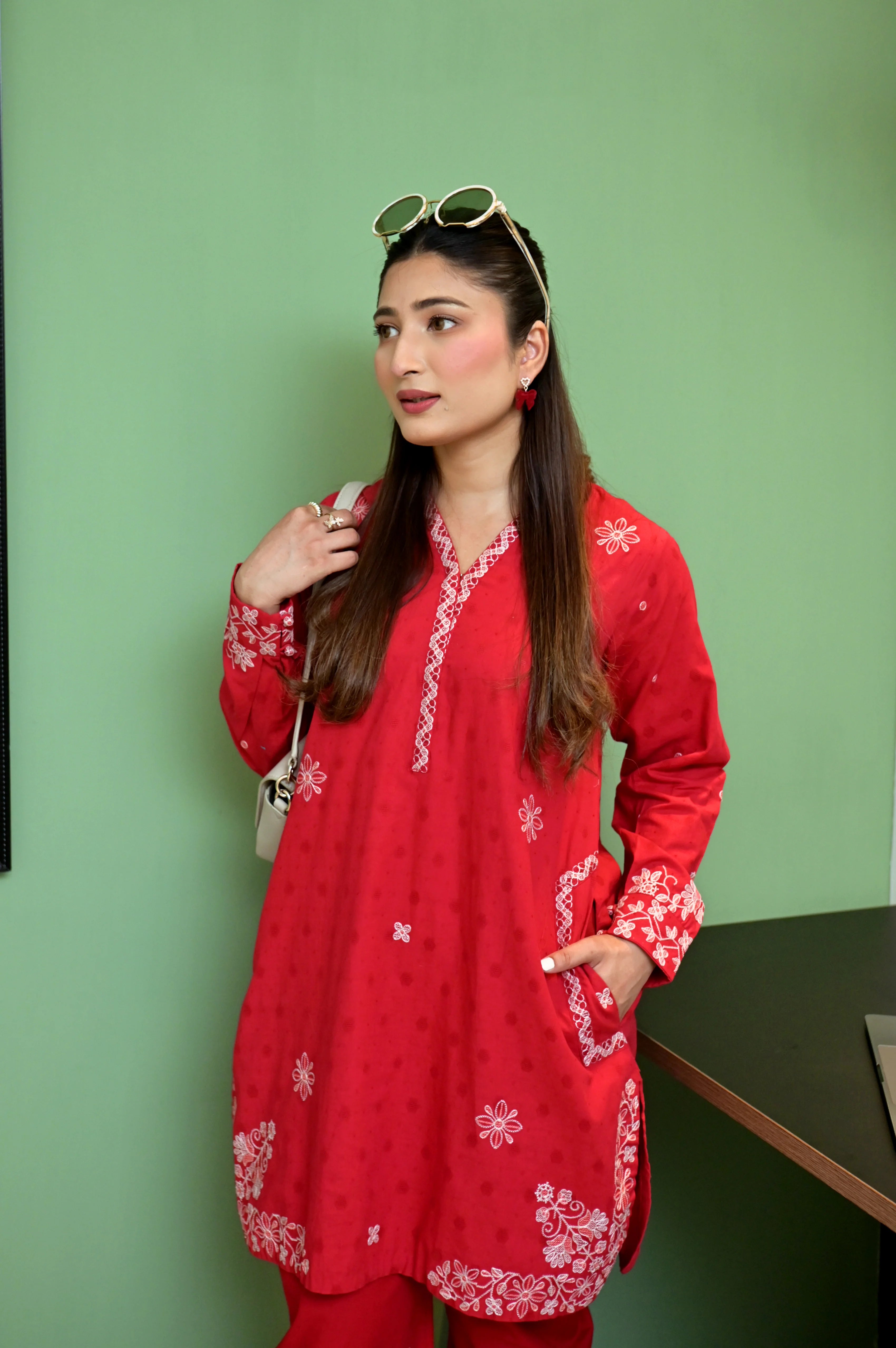 01 PIECE READY TO WEAR EMBROIDERED COTTON JACQUARD SHIRT