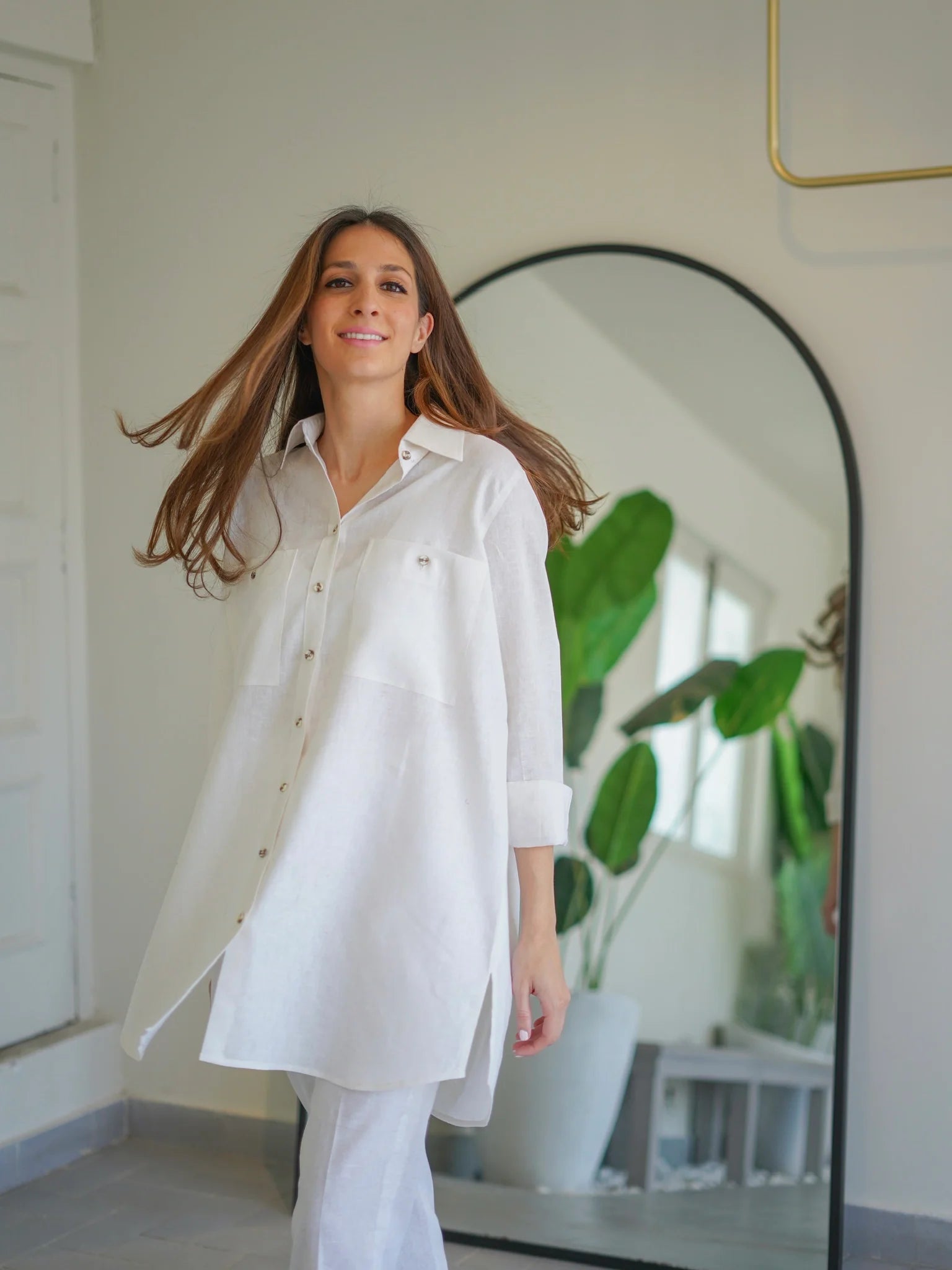 COLLARED LINEN SET