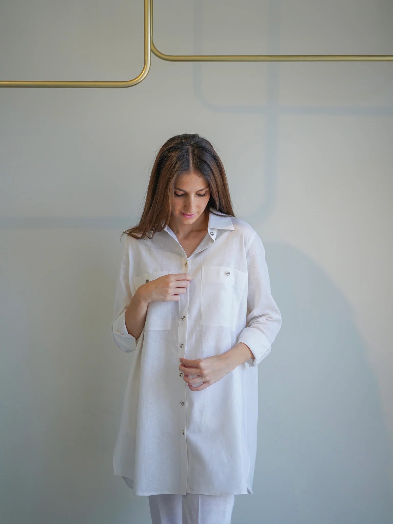 COLLARED LINEN SET