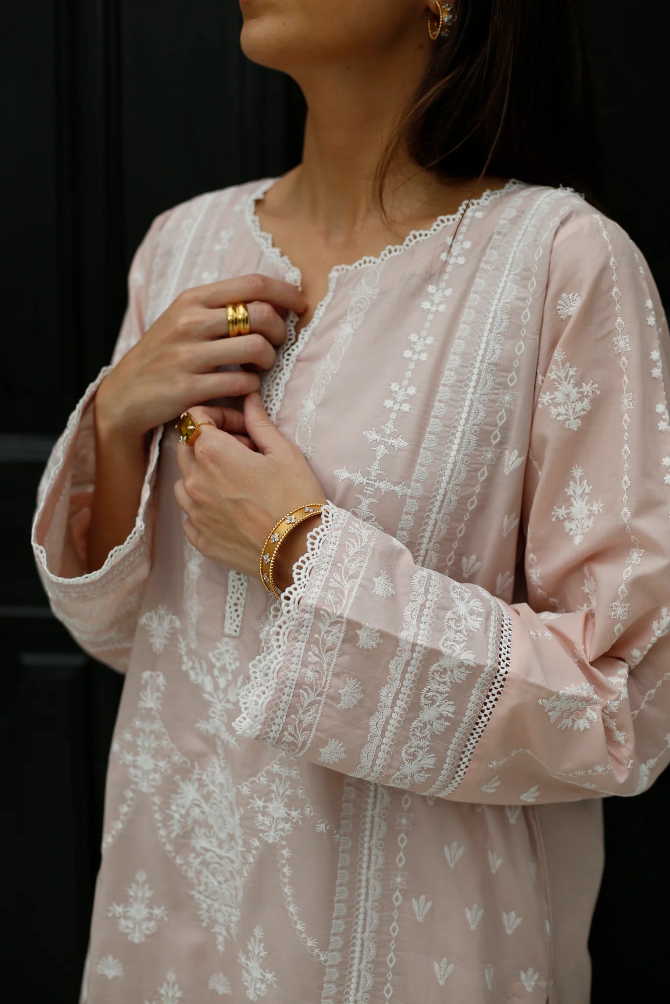 NAARJ PASTEL PINK EMBROIDERED KURTA