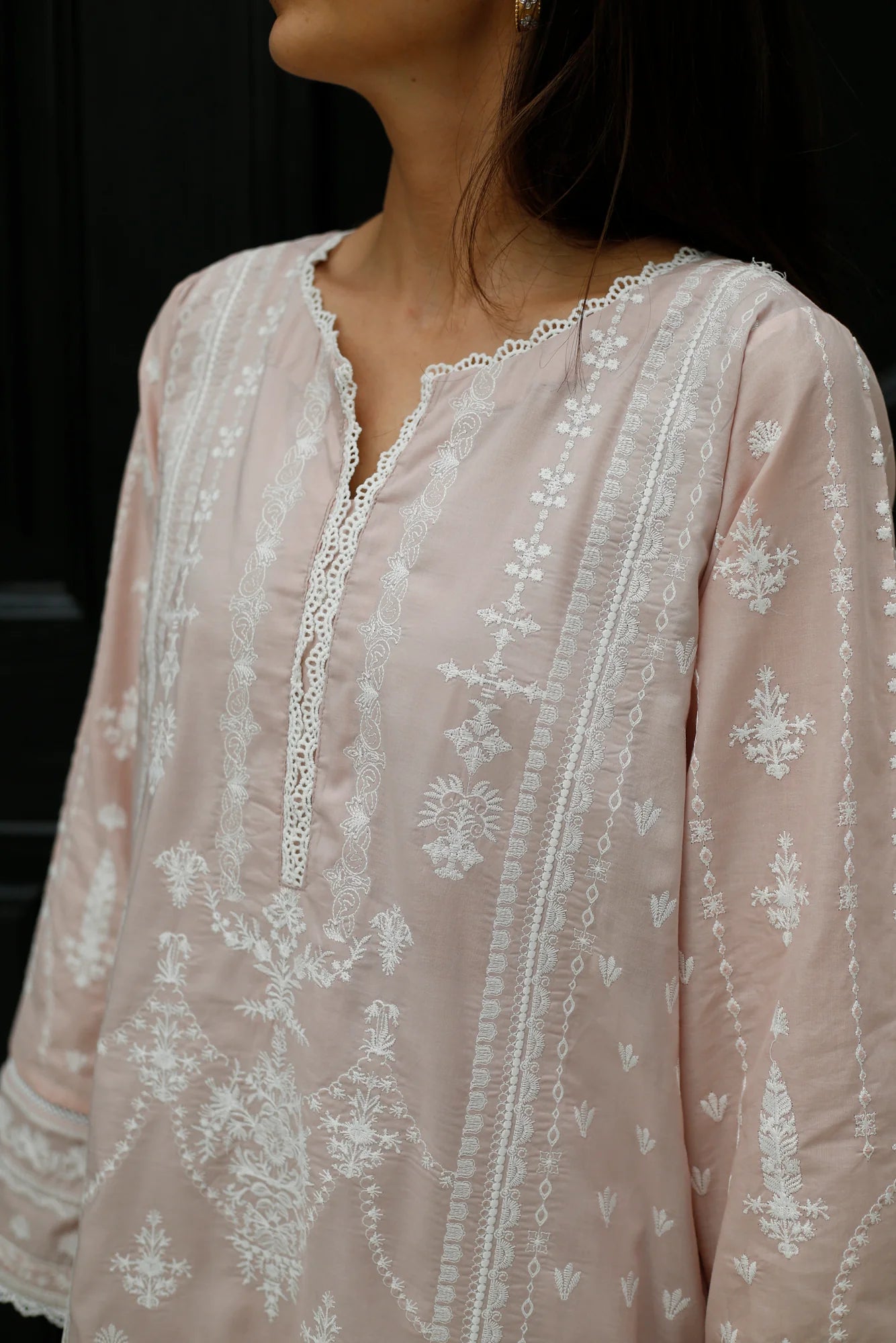 NAARJ PASTEL PINK EMBROIDERED KURTA