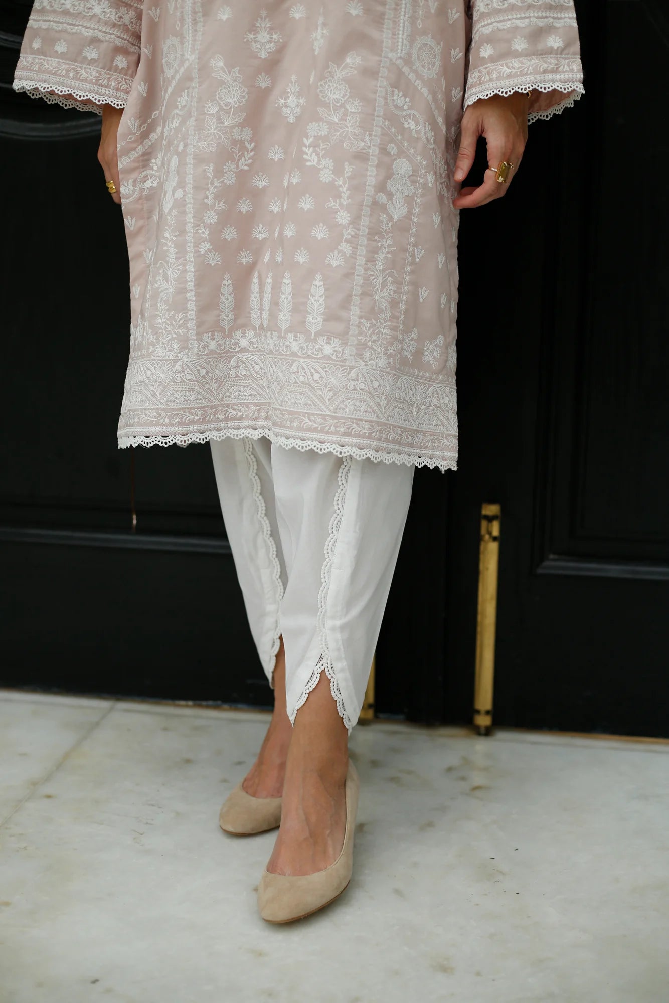 NAARJ PASTEL PINK EMBROIDERED KURTA
