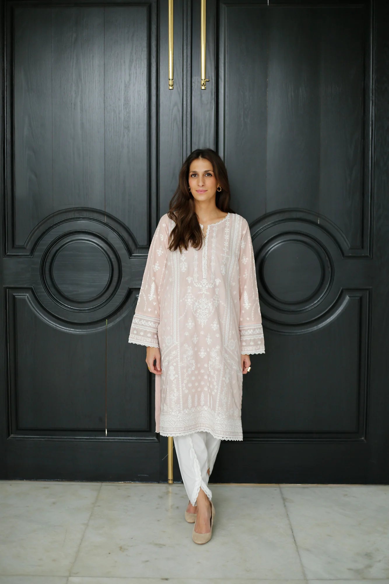 NAARJ PASTEL PINK EMBROIDERED KURTA