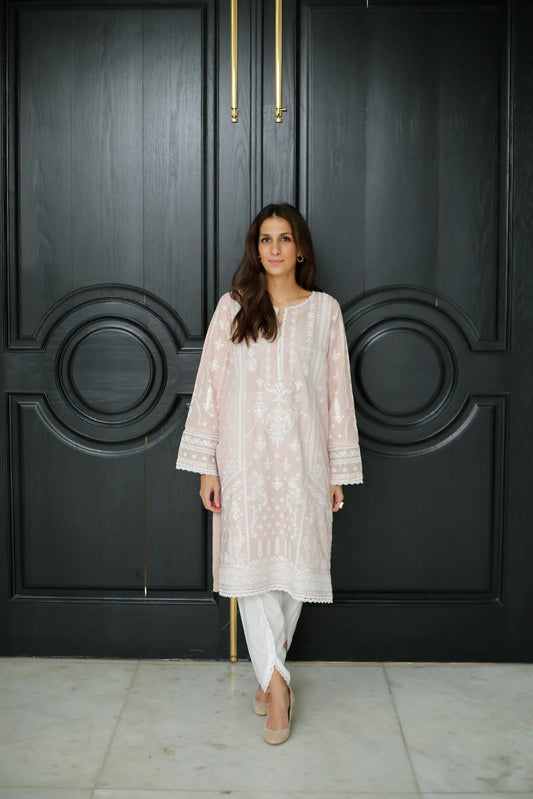 NAARJ PASTEL PINK EMBROIDERED KURTA