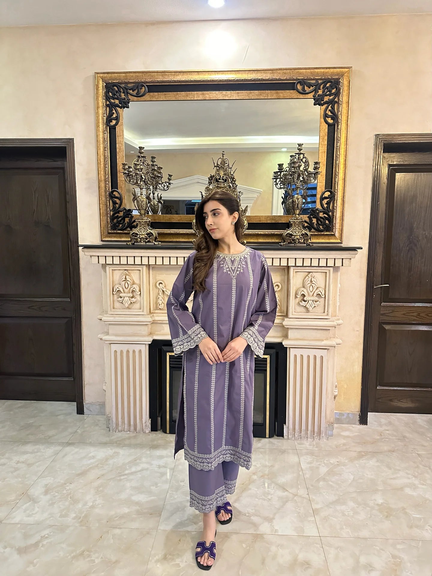 INDIGO - SWEET VIOLET EMBROIDRED CO-ORD SET