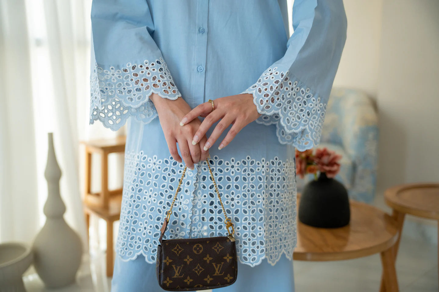 JASMINE - ICE BLUE SCHIFFLI CO-ORD SET