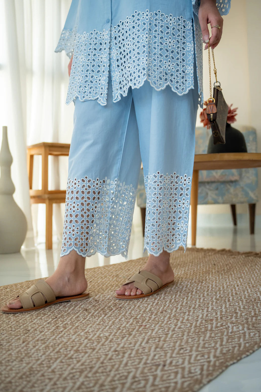 JASMINE - ICE BLUE SCHIFFLI CO-ORD SET