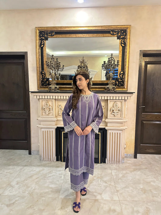 INDIGO - SWEET VIOLET EMBROIDRED CO-ORD SET