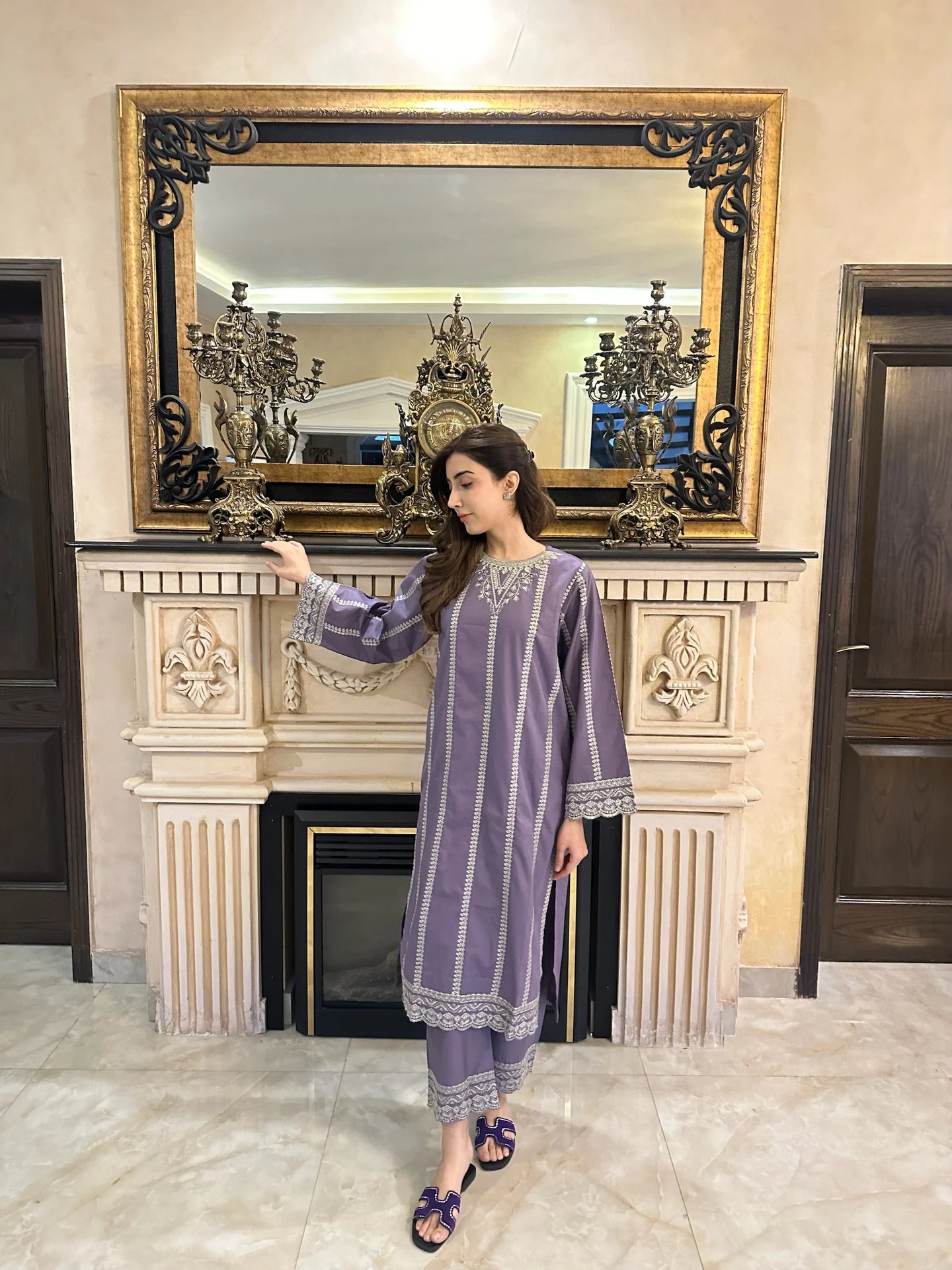 INDIGO - SWEET VIOLET EMBROIDRED CO-ORD SET