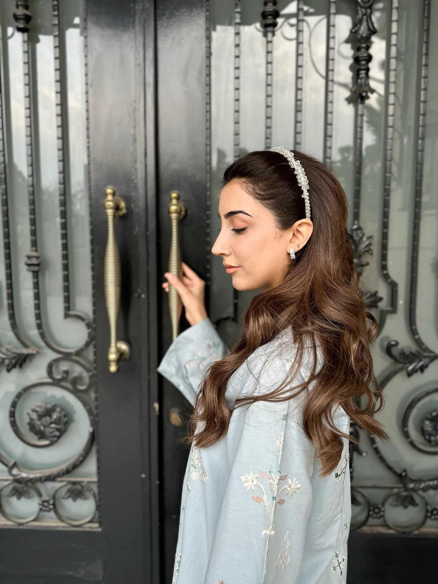 CARNATION LIGHT SKY BLUE EMBROIDERED KURTA