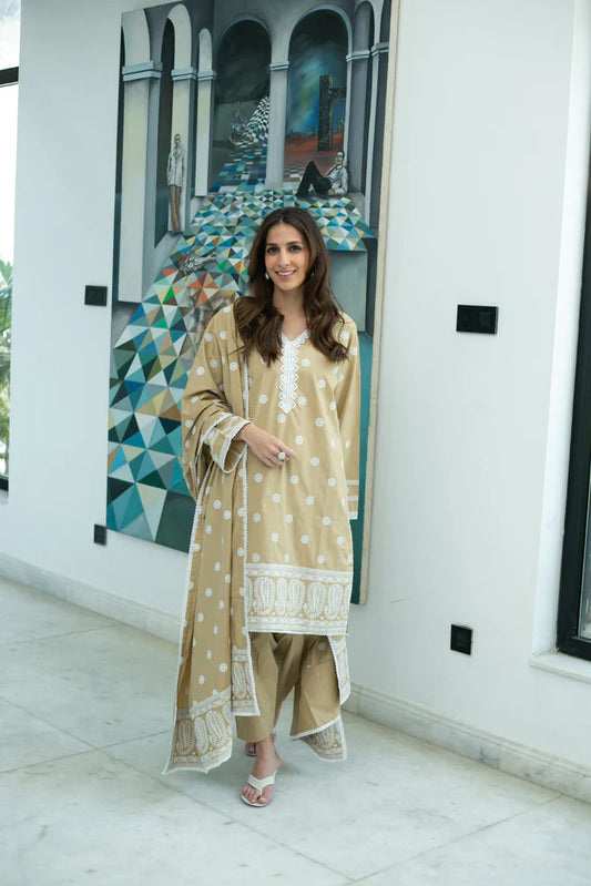 LAZY DAISY BEIGE SUIT 3 PIECES SET