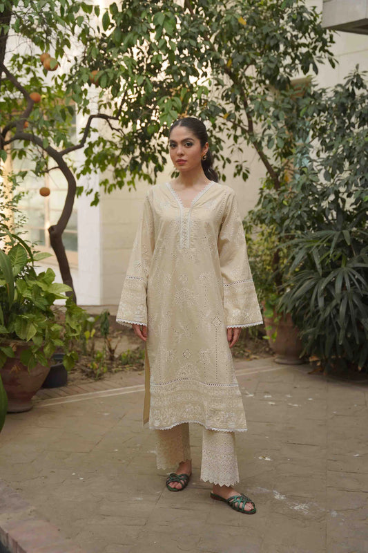MOON FLOWER - CREAM SCHIFFLI CO-ORD SET