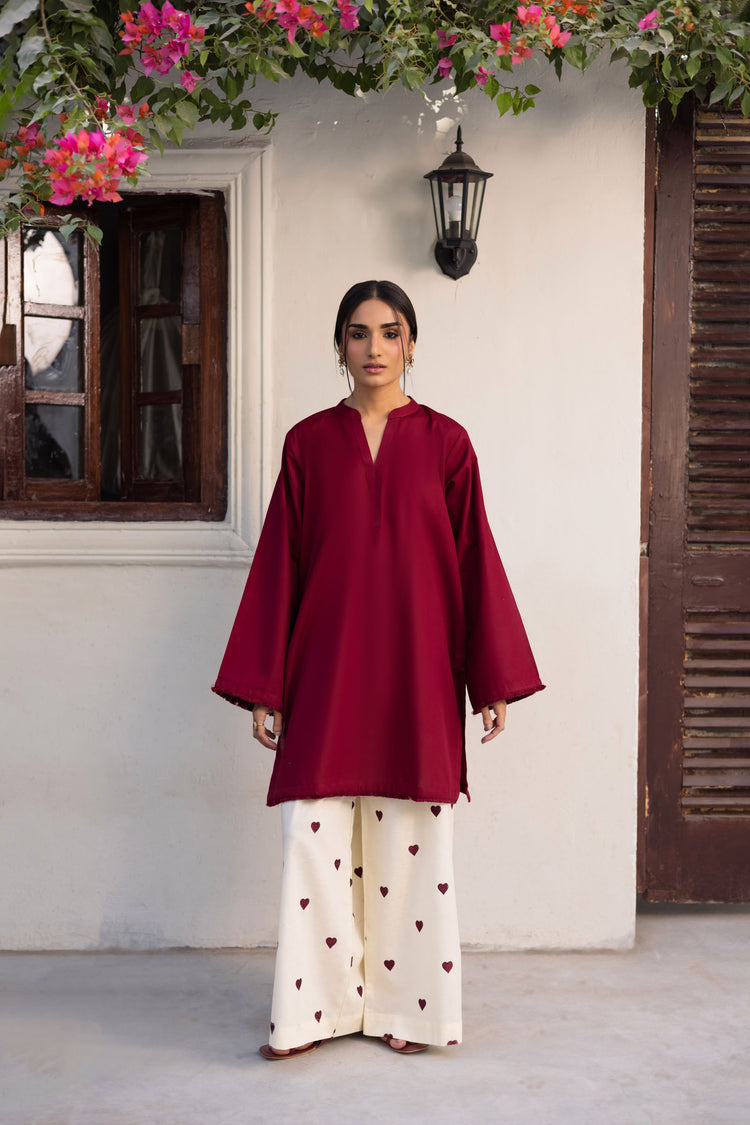 2 PC HEARTS EMBROIDERED LAWN MSK 05 - MAROON