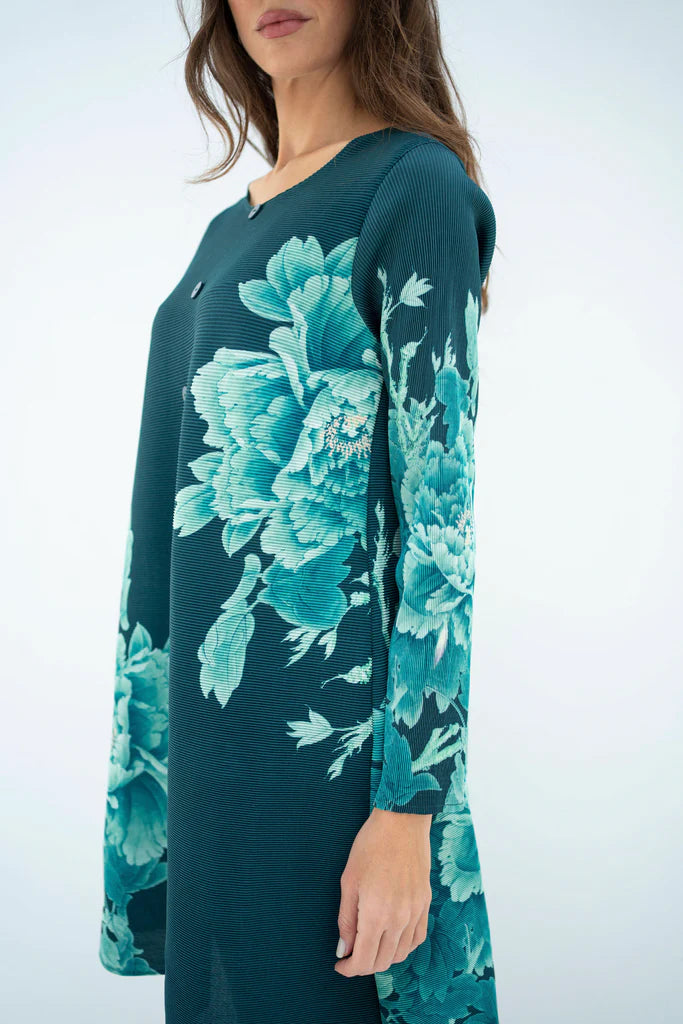 Pleated Mysha Sea Green With Capri Pants