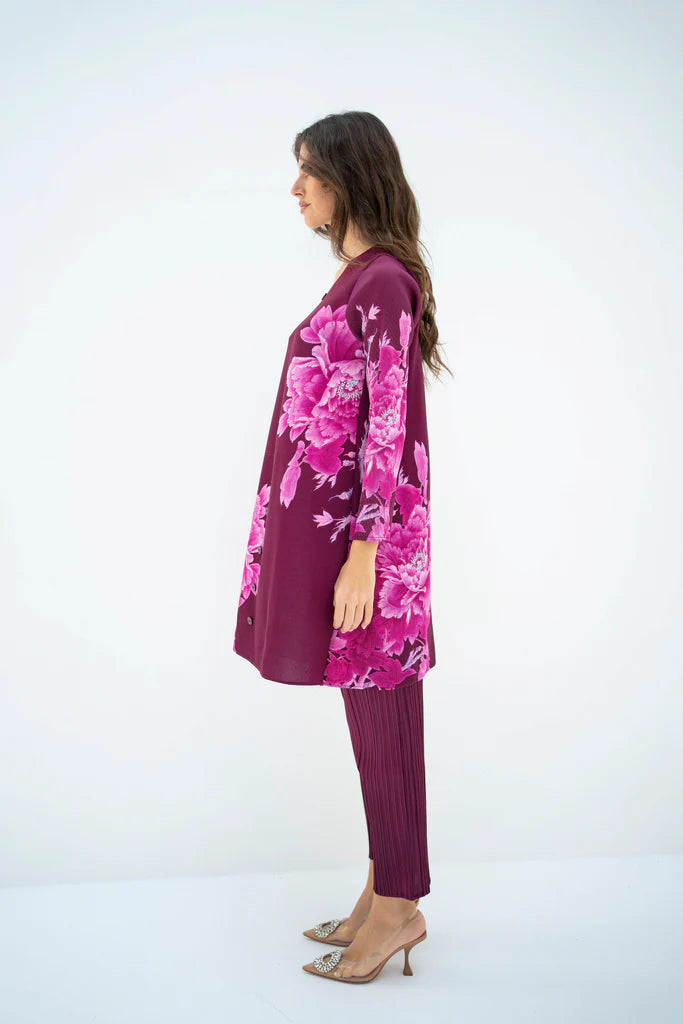 Pleated Mysha Plum Set With Capri Pants