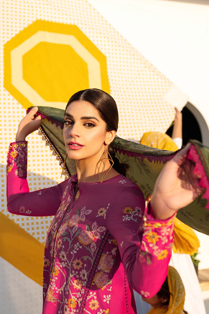 CROSSTITCH LAWN '23 | URAAN | VIVID FLAMBOYANT