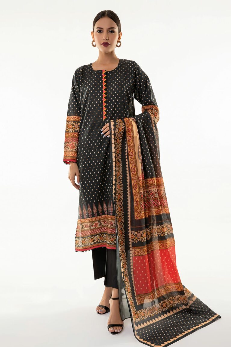 KHAADI PRINTED CAMBRIC LAWN SUIT | ALA22354 BLACK