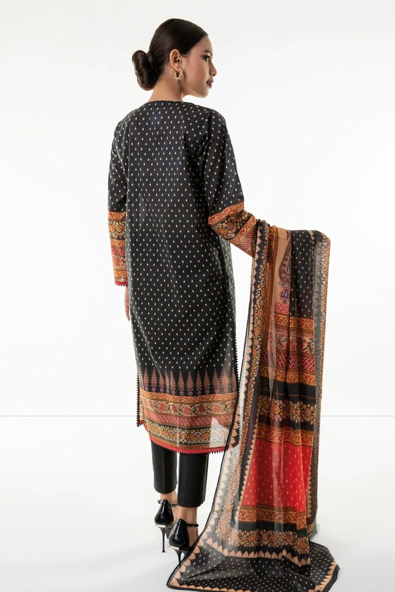 KHAADI PRINTED CAMBRIC LAWN SUIT | ALA22354 BLACK