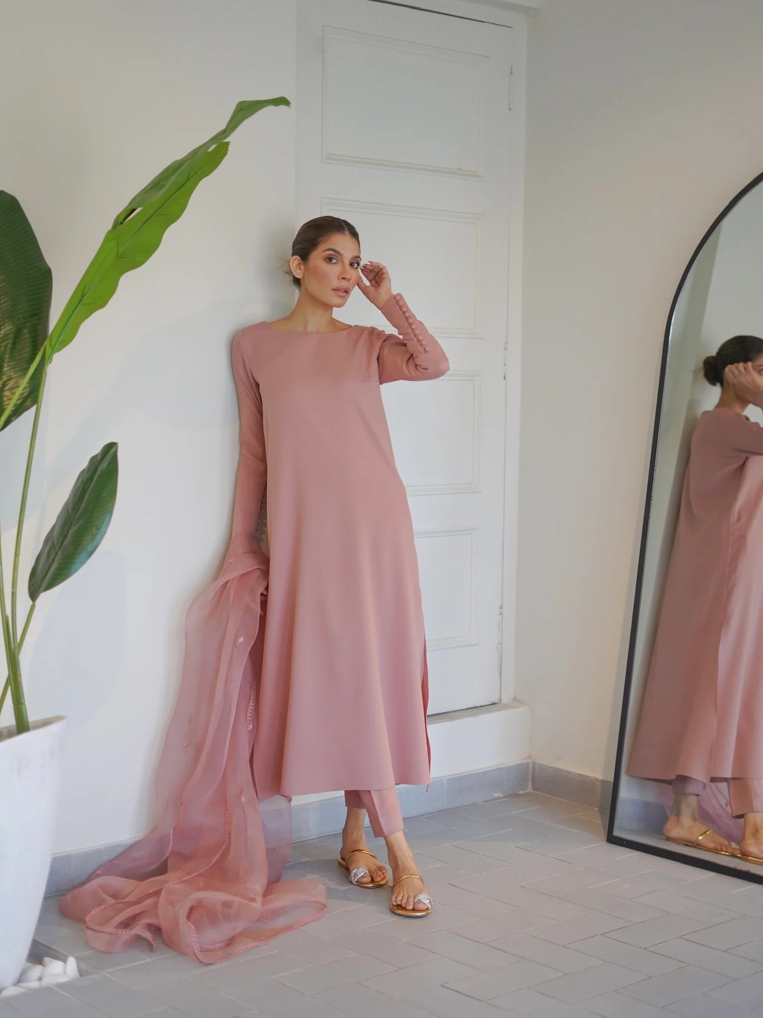 SAK ATELIER CO-ORDS | NUDE PINK BUTTONED SET